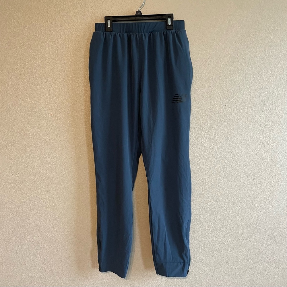 New Balance Womens Slate Blue Tapered Athletic Jogger Pants Ankle Zip Size S